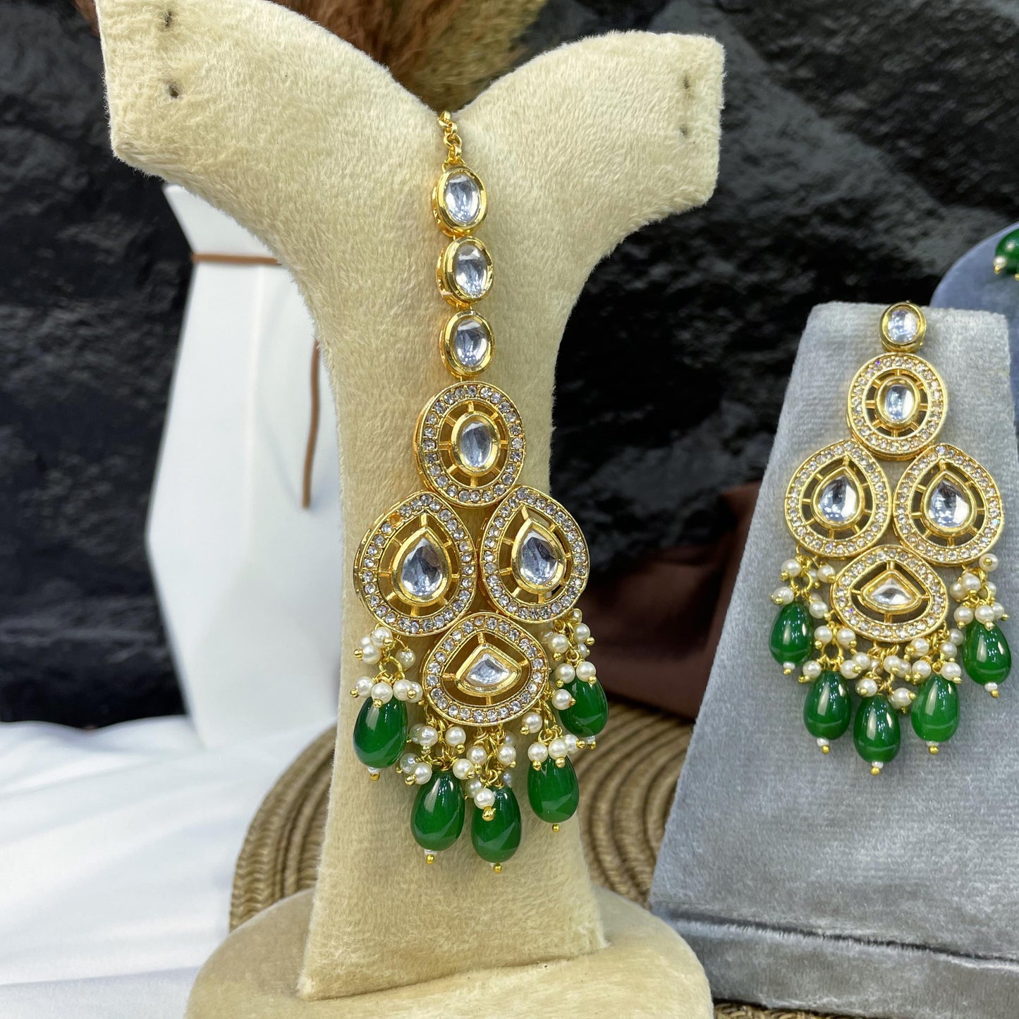 ROYAL TRI-TEARDROP FILIGREE KUNDAN NECKLACES