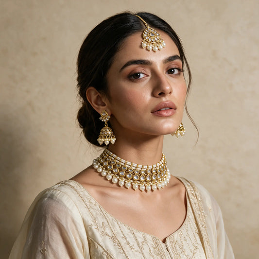 ETHEREAL LOTUS CHOKER KUNDAN NECKLACES