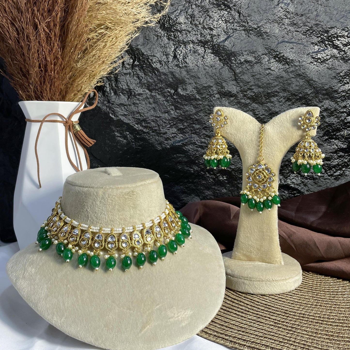 MAJESTIC CRESCENT BLOOM KUNDAN NECKLACES