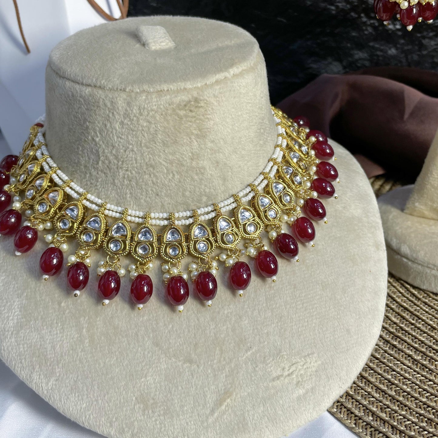 MAJESTIC CRESCENT BLOOM KUNDAN NECKLACES