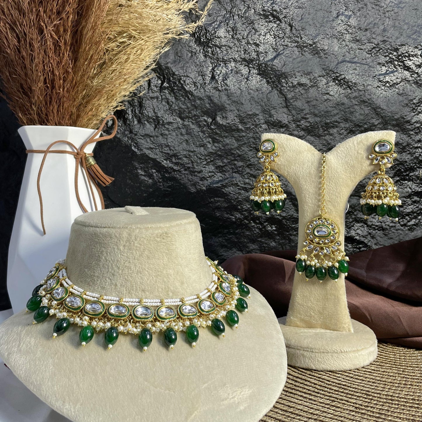 TEARDROP CLUSTER KUNDAN NECKLACES