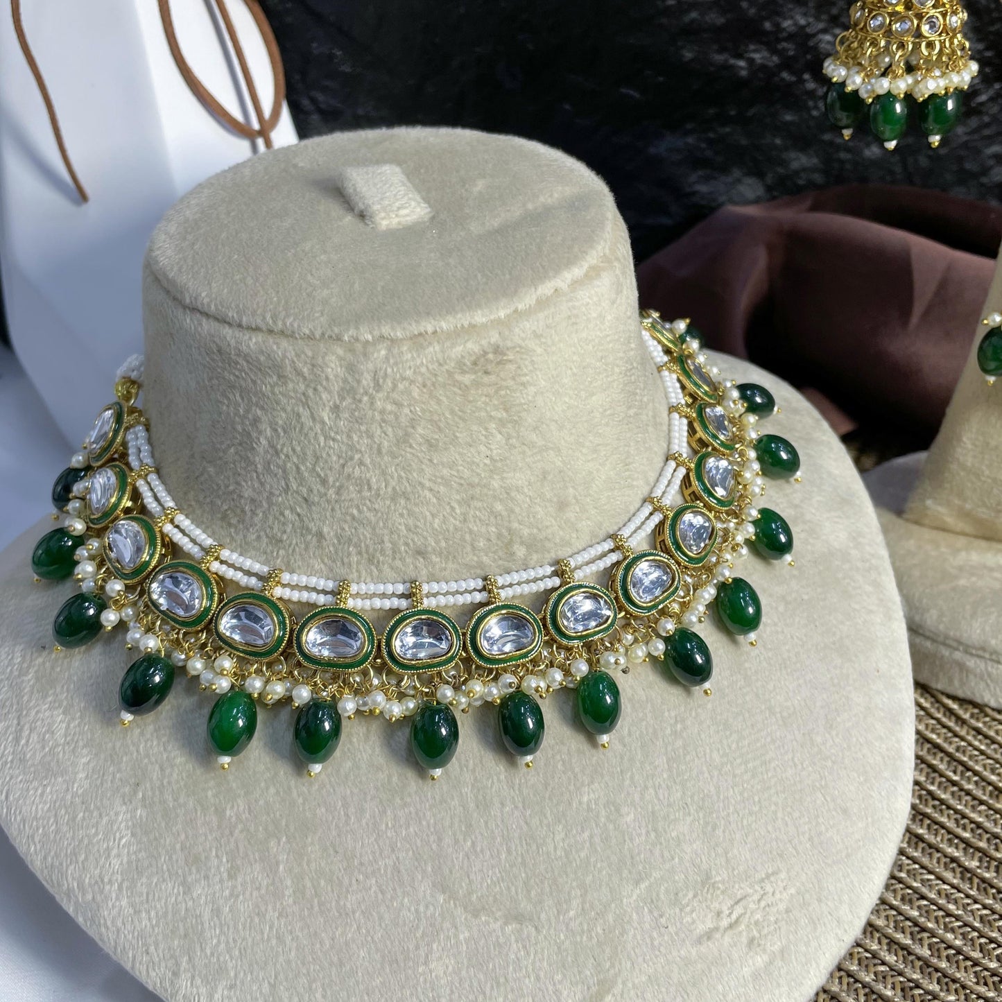 TEARDROP CLUSTER KUNDAN NECKLACES