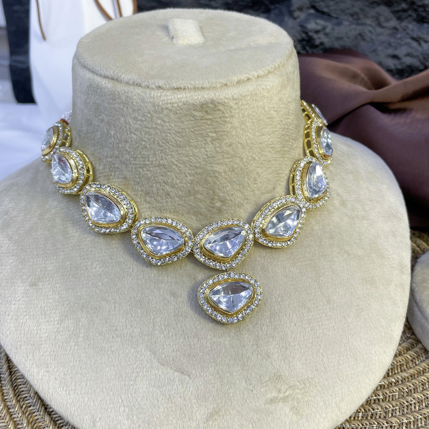 ELITE GEOMETRIC LATTICE KUNDAN NECKLACES