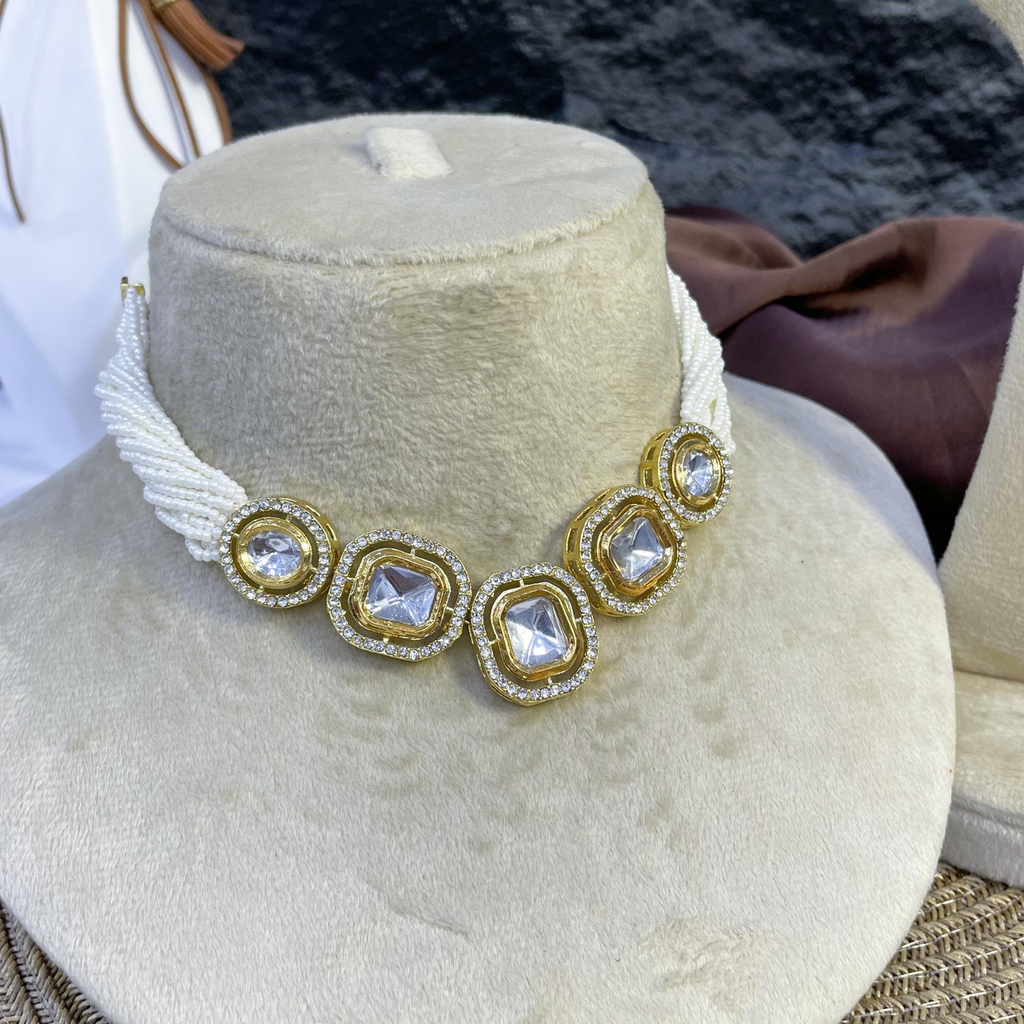 ROYAL CHAKRA PEARL-STRAND KUNDAN NECKLACES