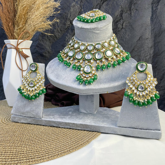 REGAL PEBBLE-CUT CLUSTER KUNDAN NECKLACES