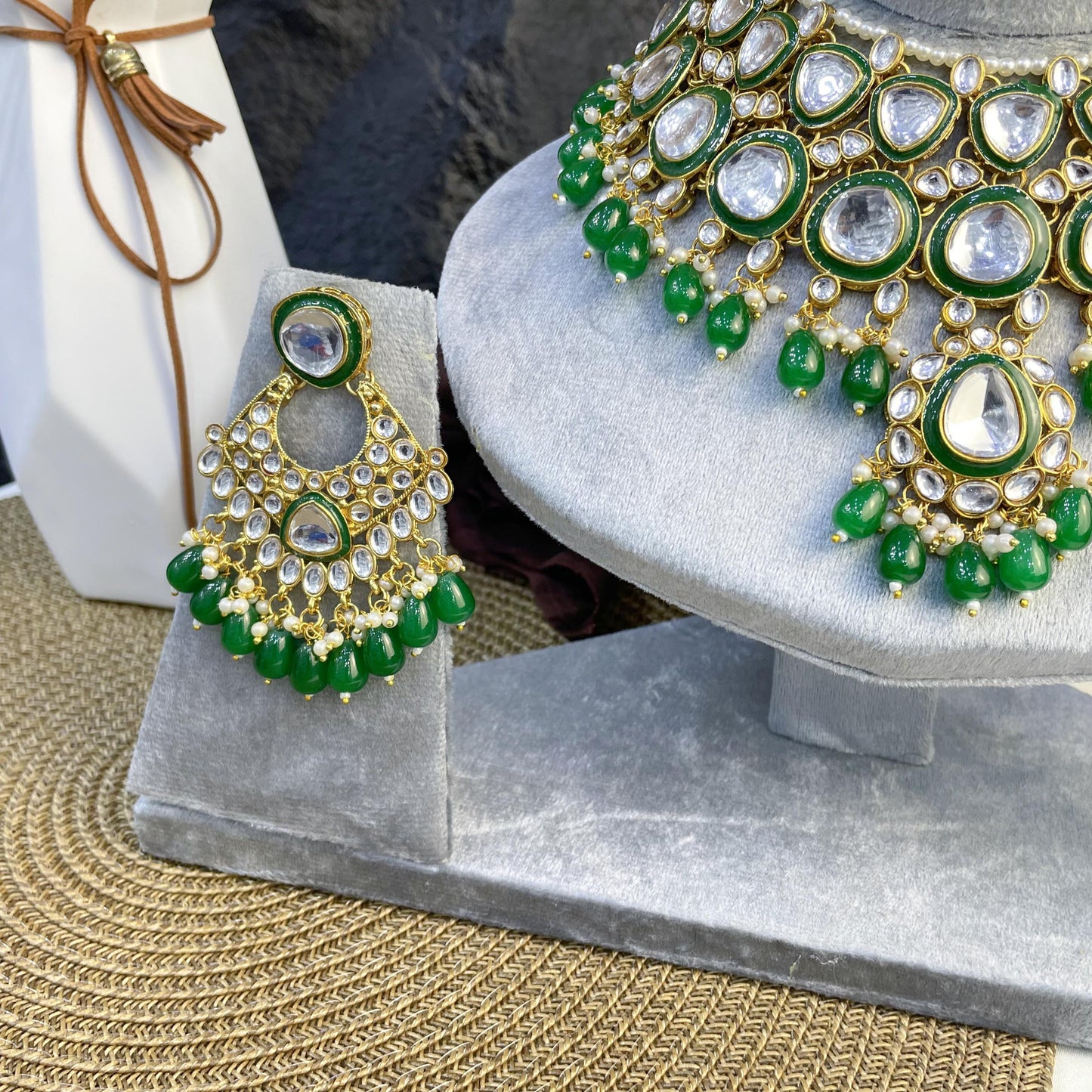 REGAL PEBBLE-CUT CLUSTER KUNDAN NECKLACES