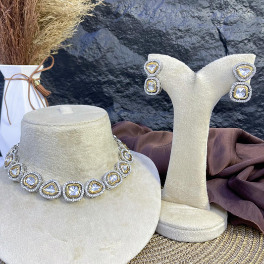 FLORAL CASCADE CHOKER KUNDAN NECKLACES