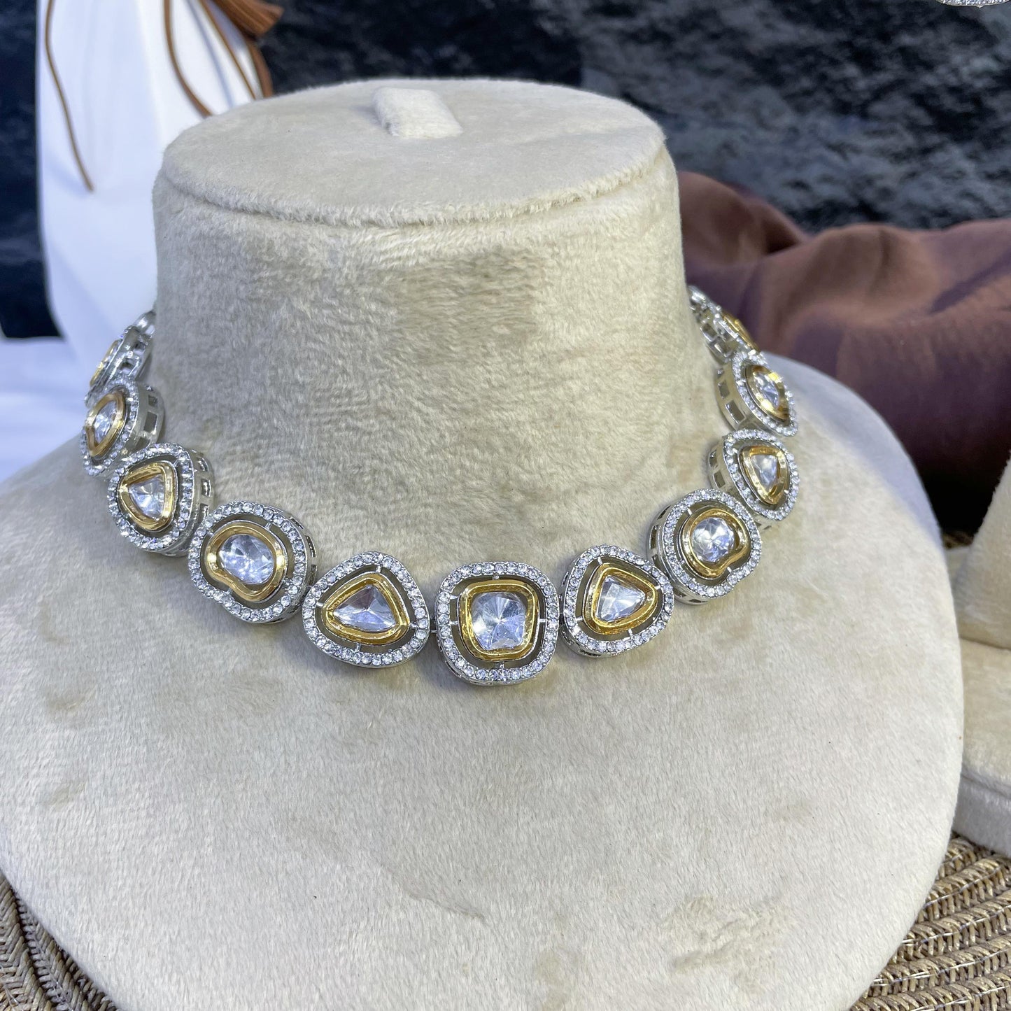 FLORAL CASCADE CHOKER KUNDAN NECKLACES