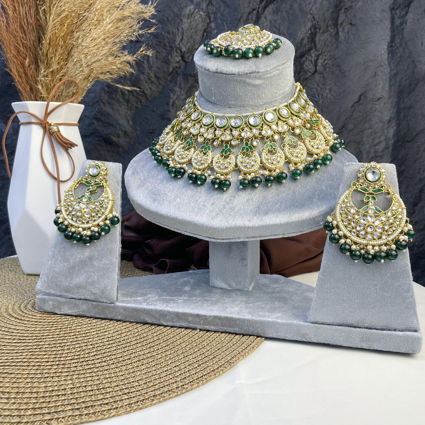 CHAND-SHIKHAR SEMI-CIRCULAR KUNDAN NECKLACES