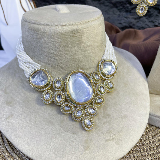 MAJESTIC FILIGREE CRESCENT KUNDAN NECKLACES