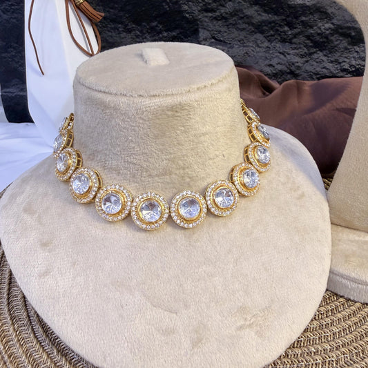 RAJWARI GEOMETRIC ARC KUNDAN NECKLACES