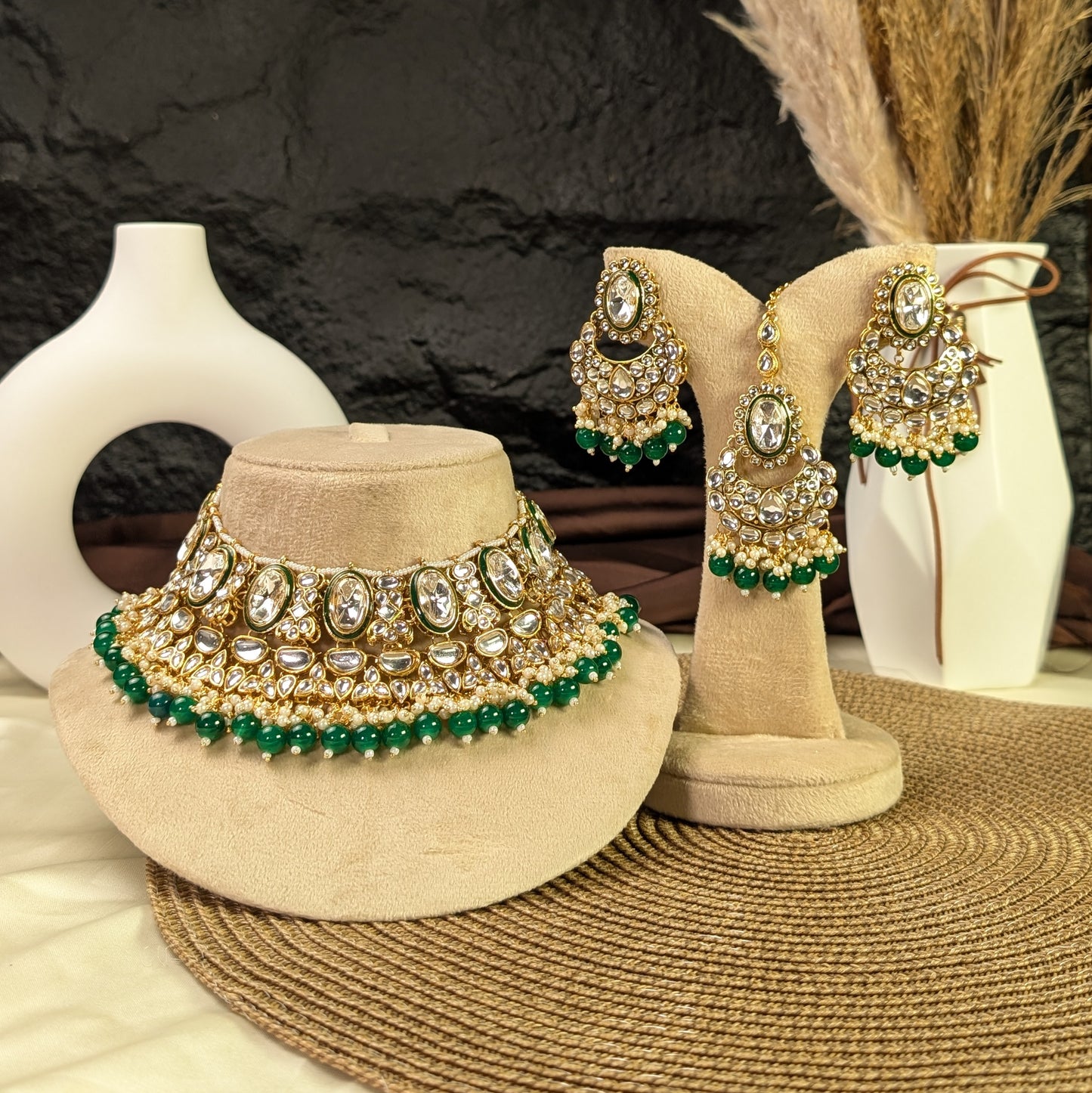 Vintage lace kundan necklace