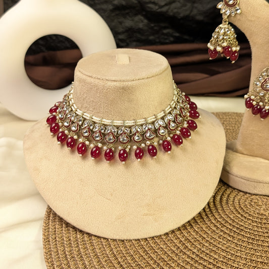 Antique maharani crescent kundan necklace