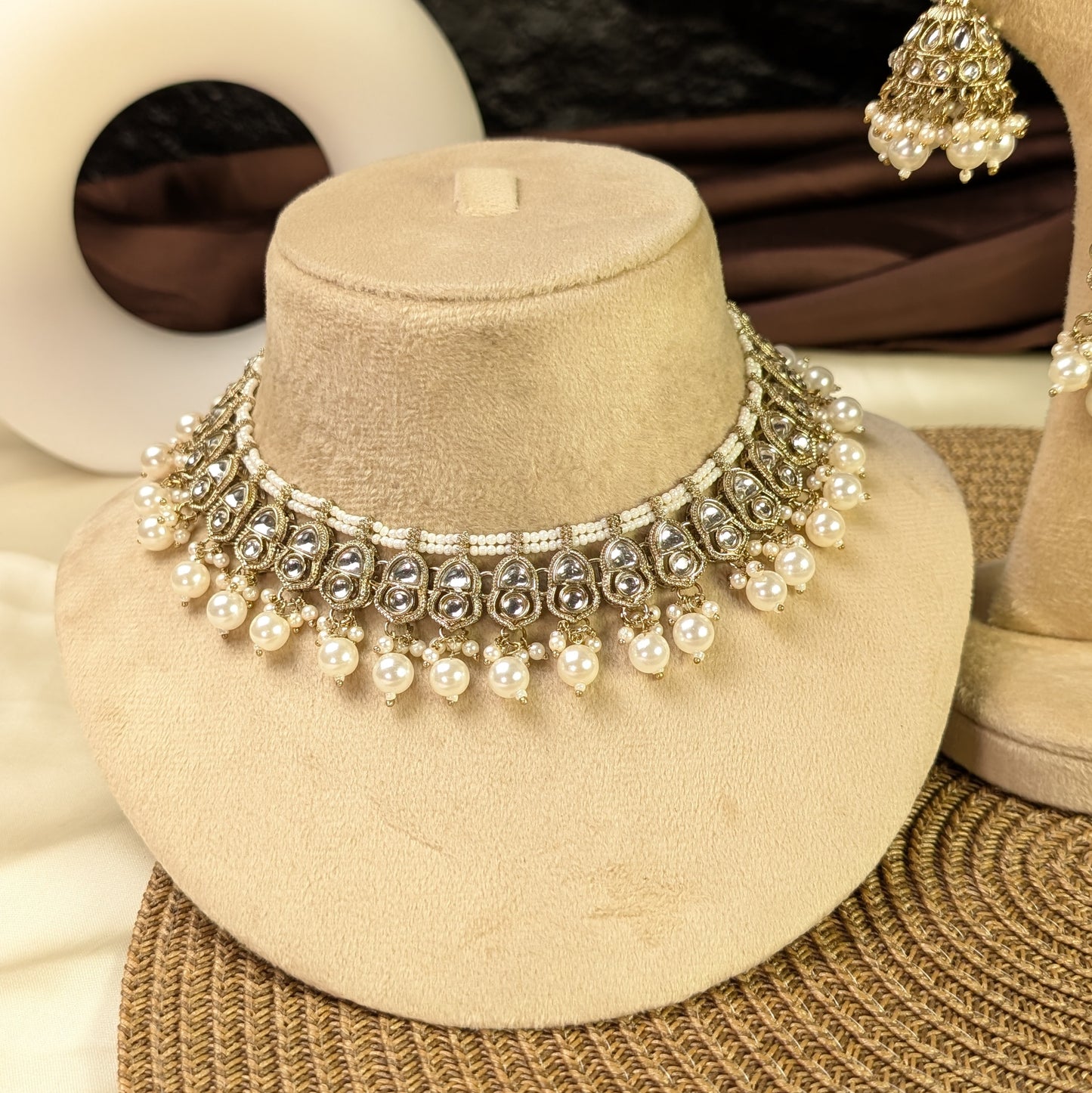 Antique mughal lattice kundan necklace