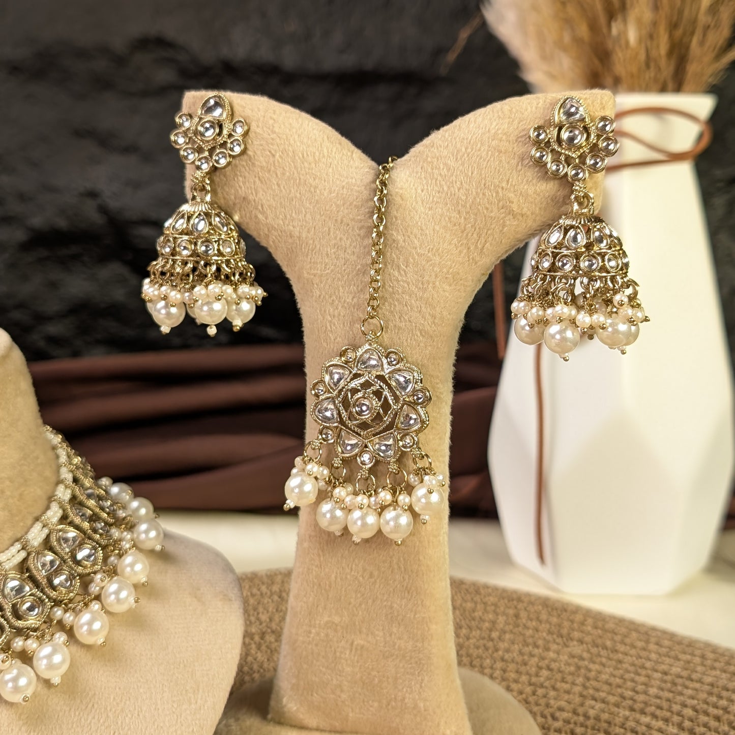 Antique mughal lattice kundan necklace