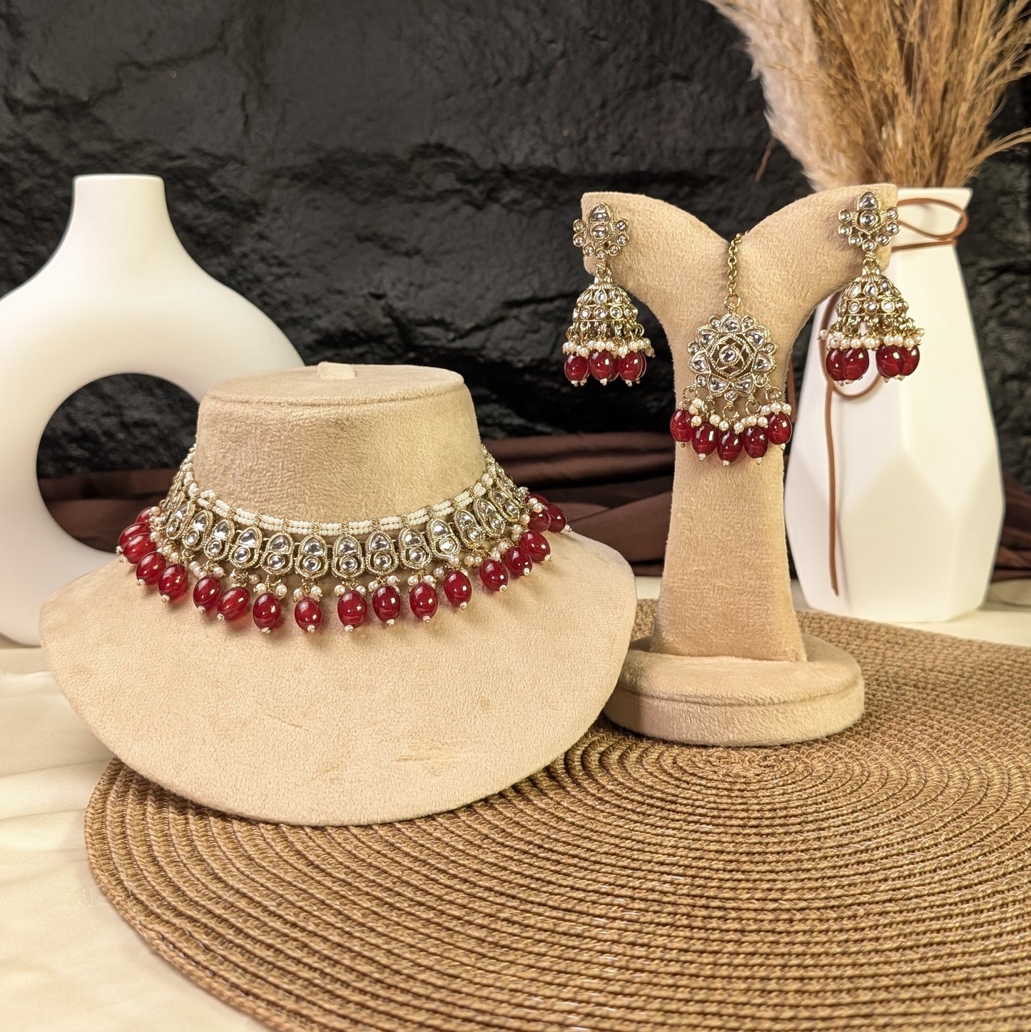 Antique mughal lattice kundan necklace