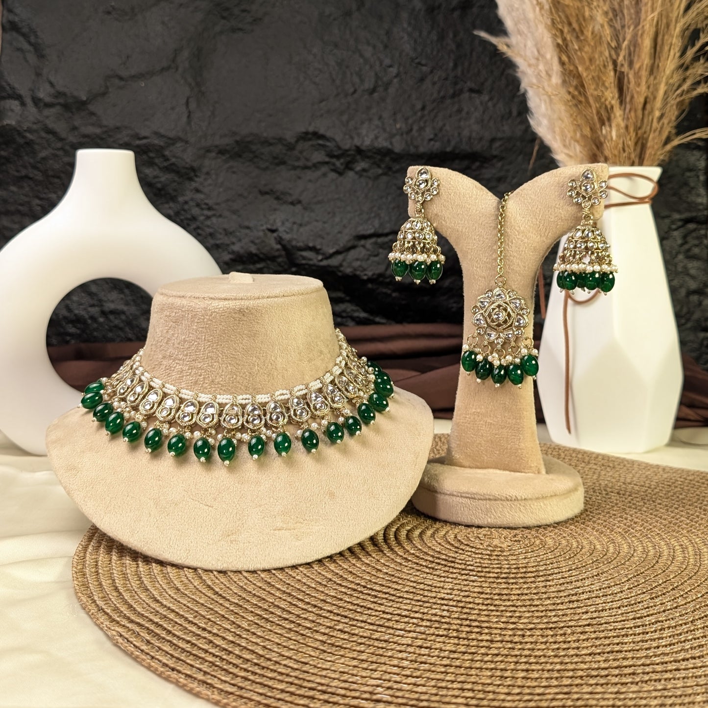 Antique mughal lattice kundan necklace