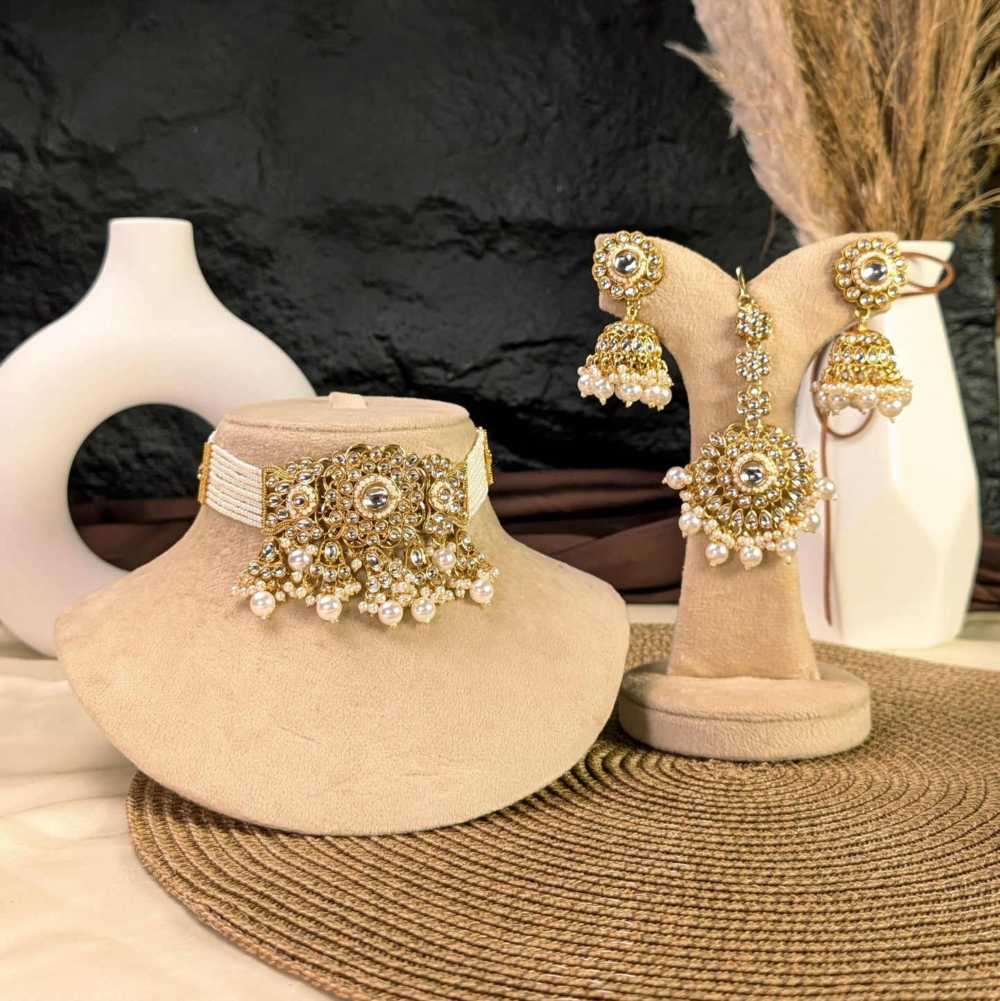 Mughal lattice kundan necklace