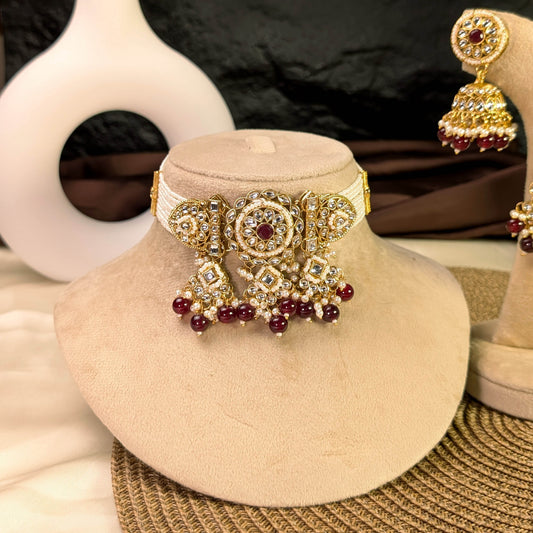 Peacock medallion kundan necklace