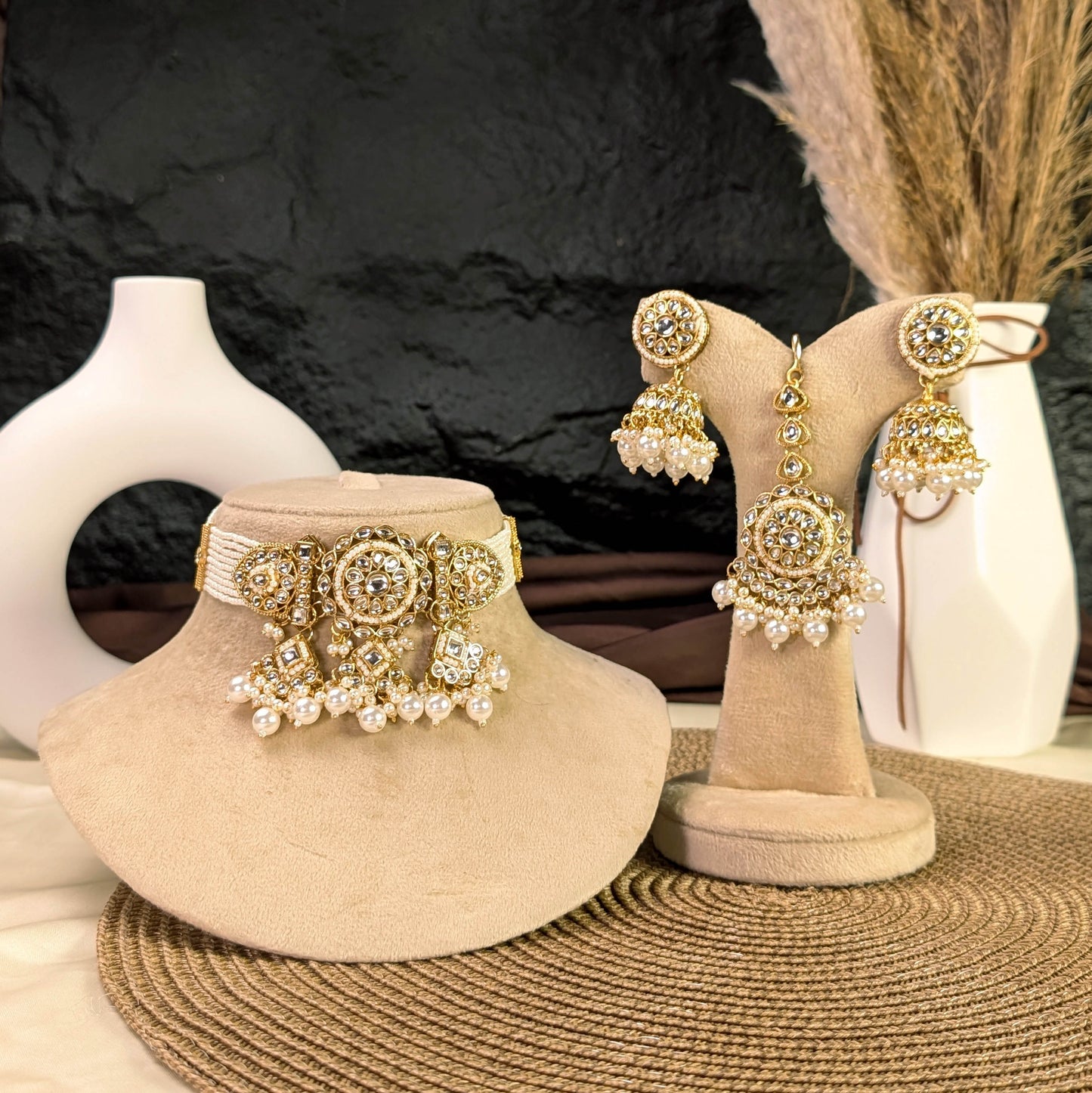 Peacock medallion kundan necklace