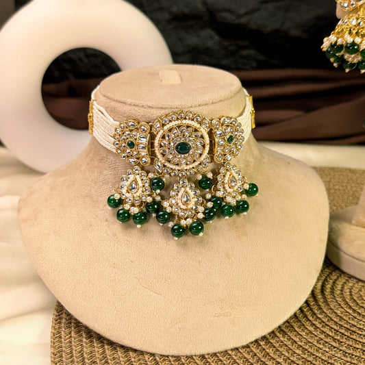 Cascading rose kundan necklace