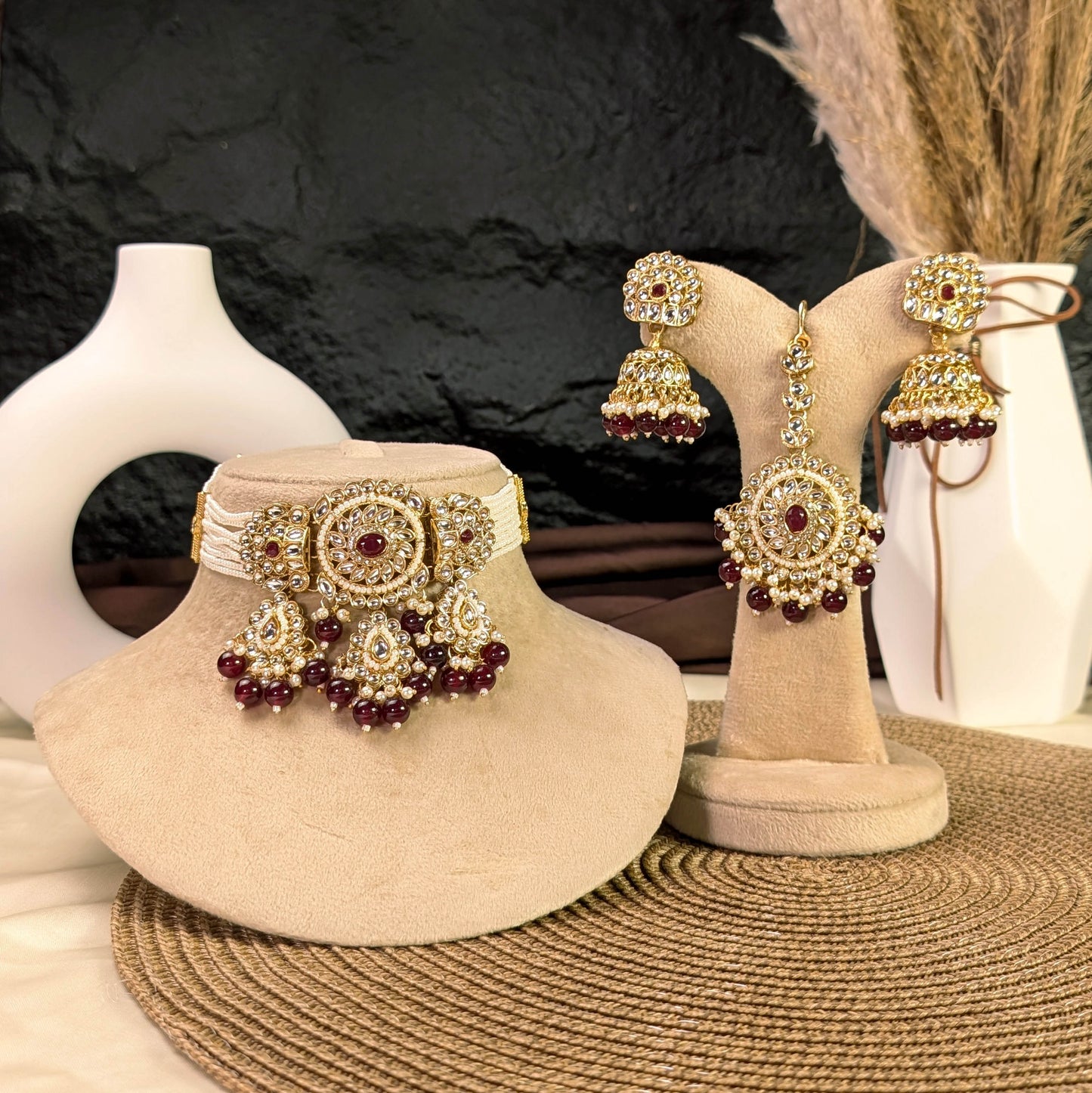 Cascading rose kundan necklace