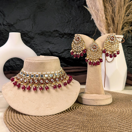 Celestial chandbali kundan necklace