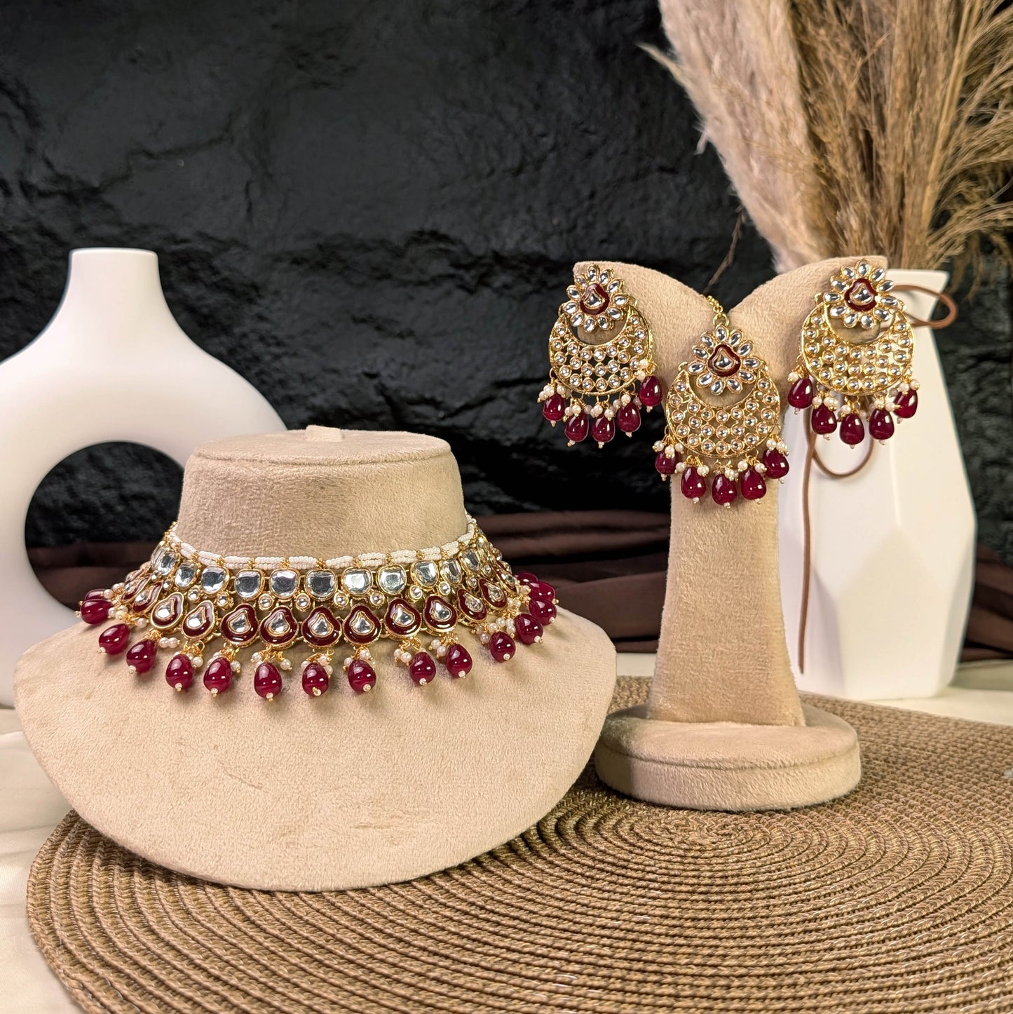 Celestial chandbali kundan necklace