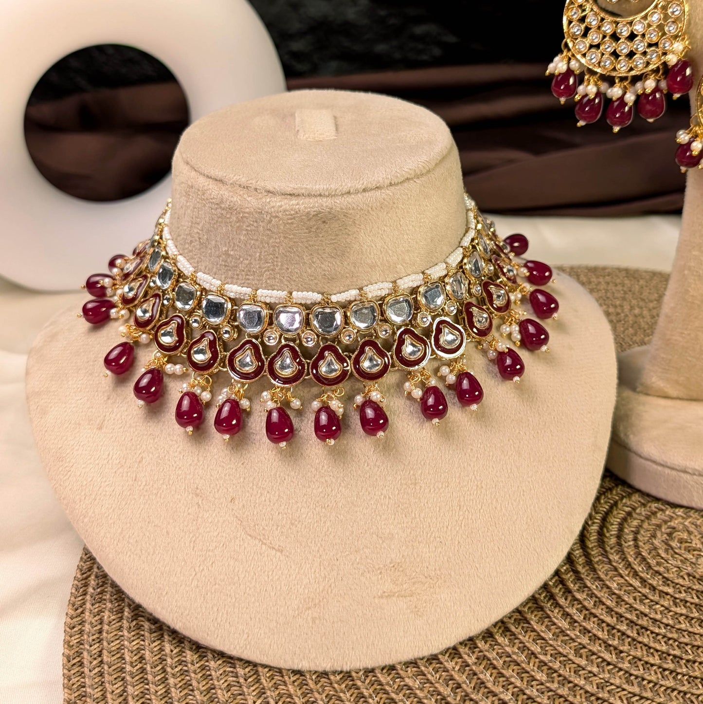 Celestial chandbali kundan necklace