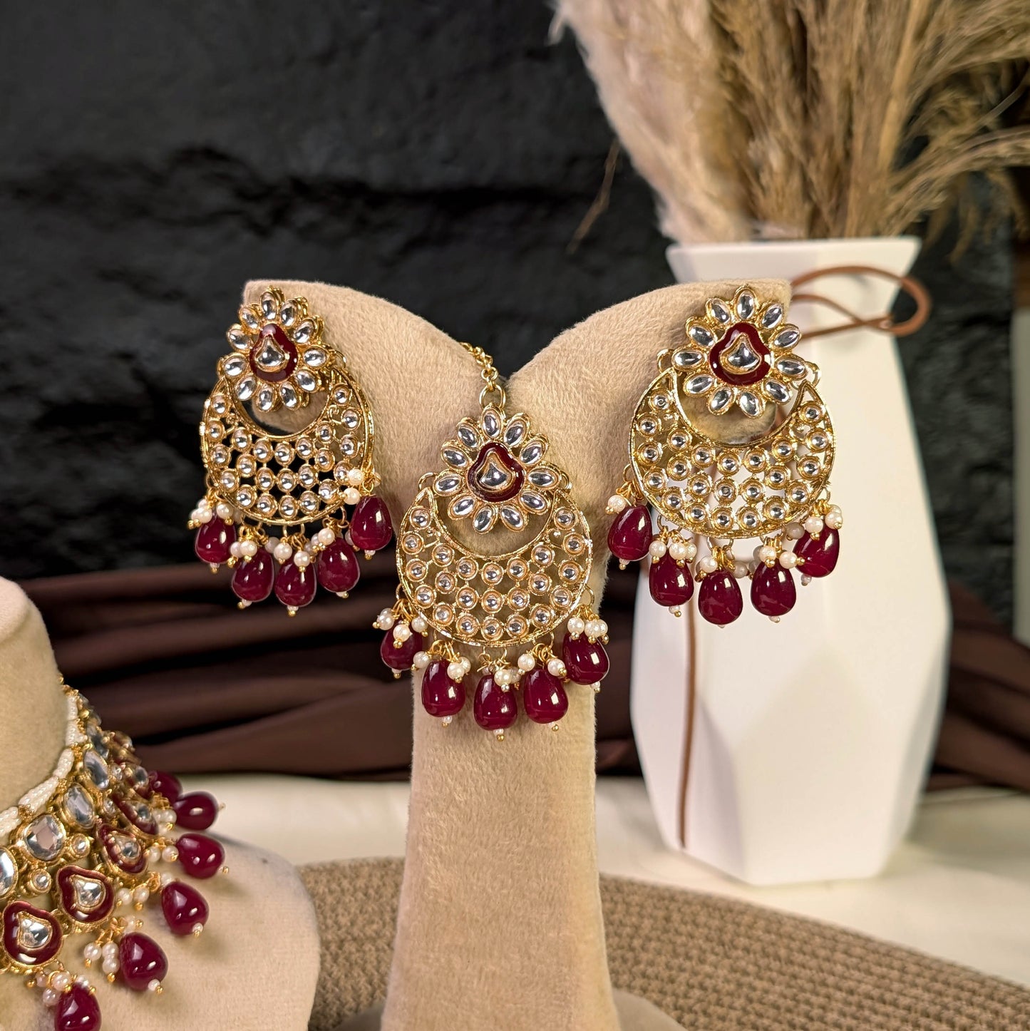 Celestial chandbali kundan necklace