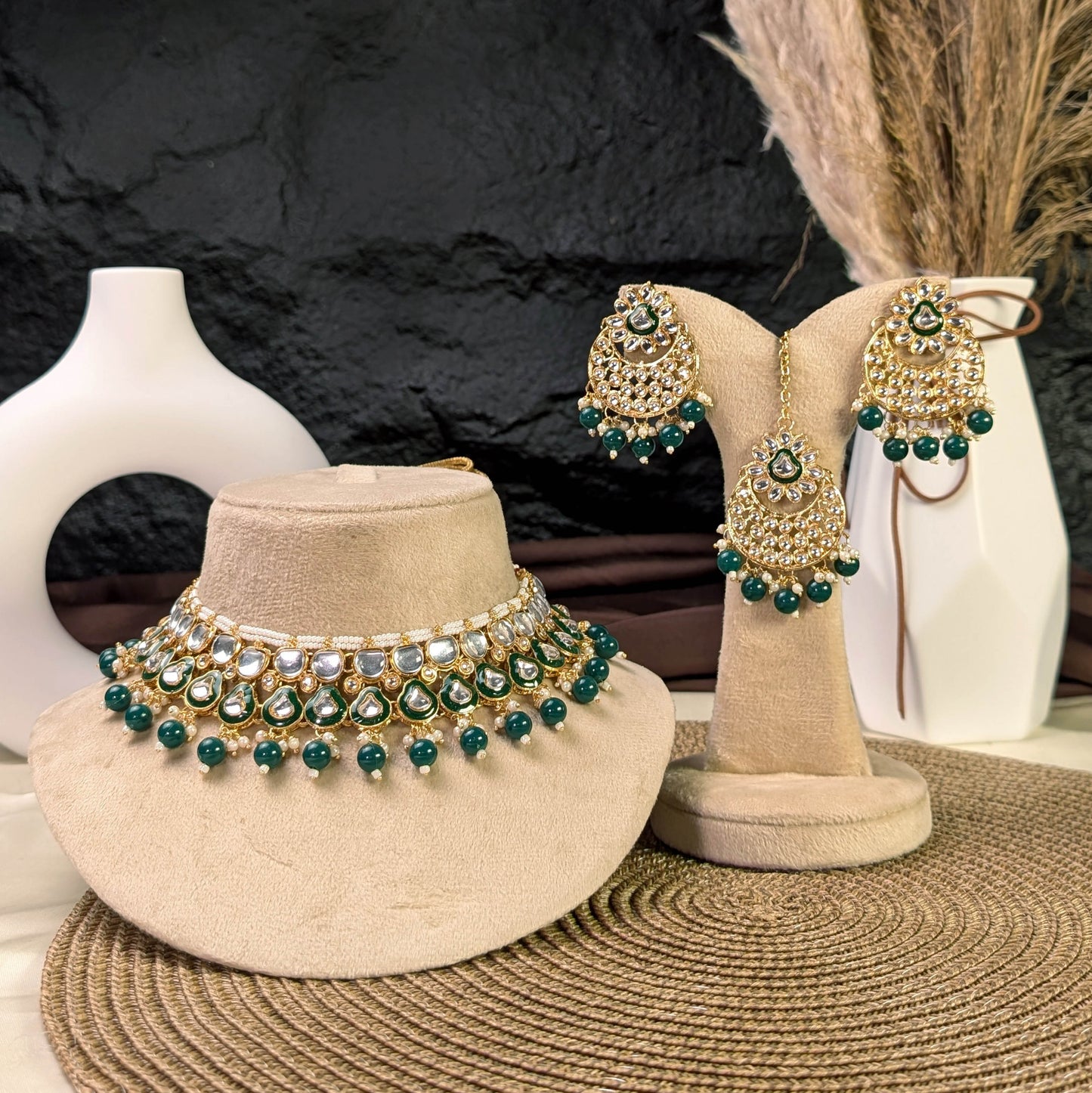 Celestial chandbali kundan necklace