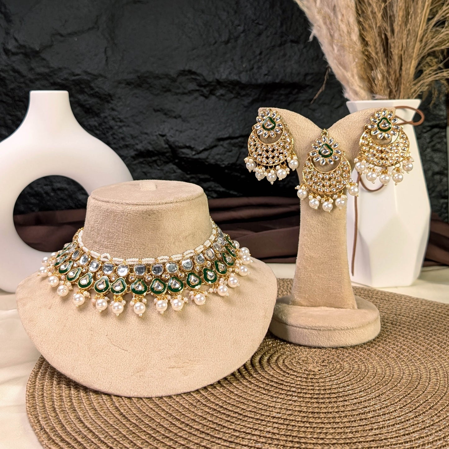 Celestial chandbali kundan necklace