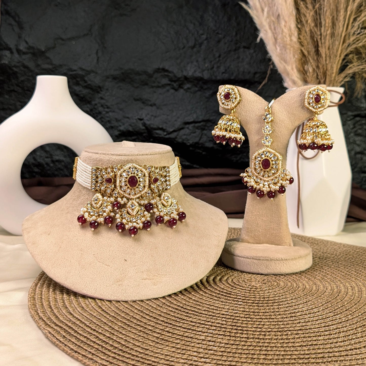 Royal lattice kundan necklace