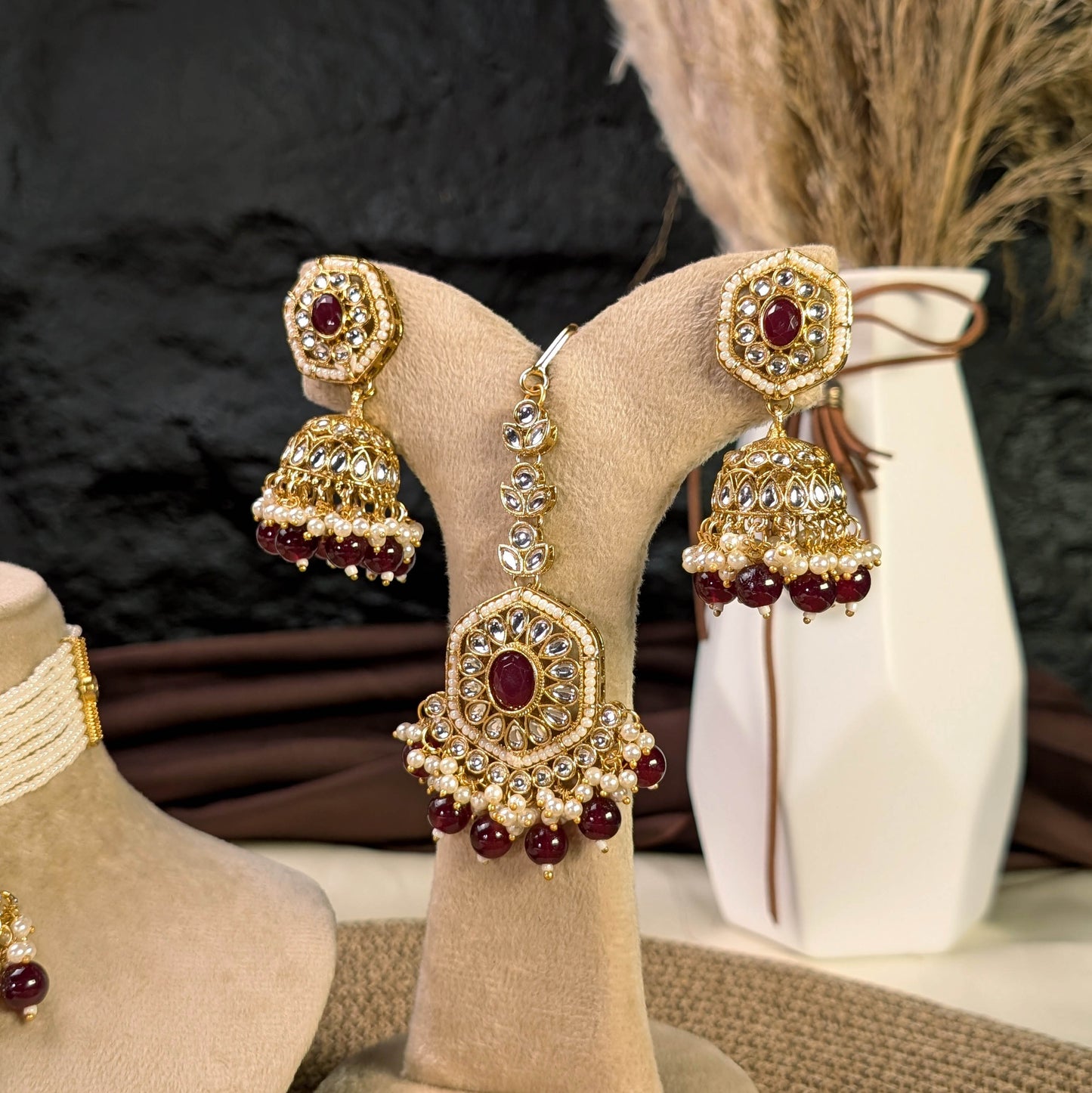 Royal lattice kundan necklace