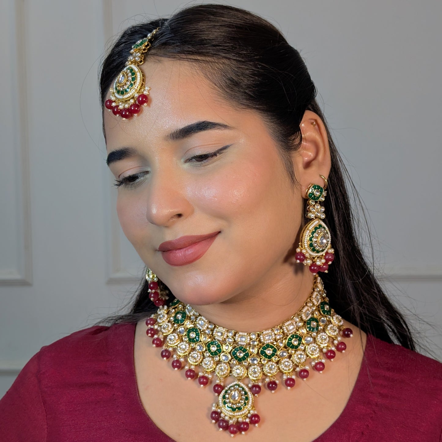 Emerald Kundan Necklace Set