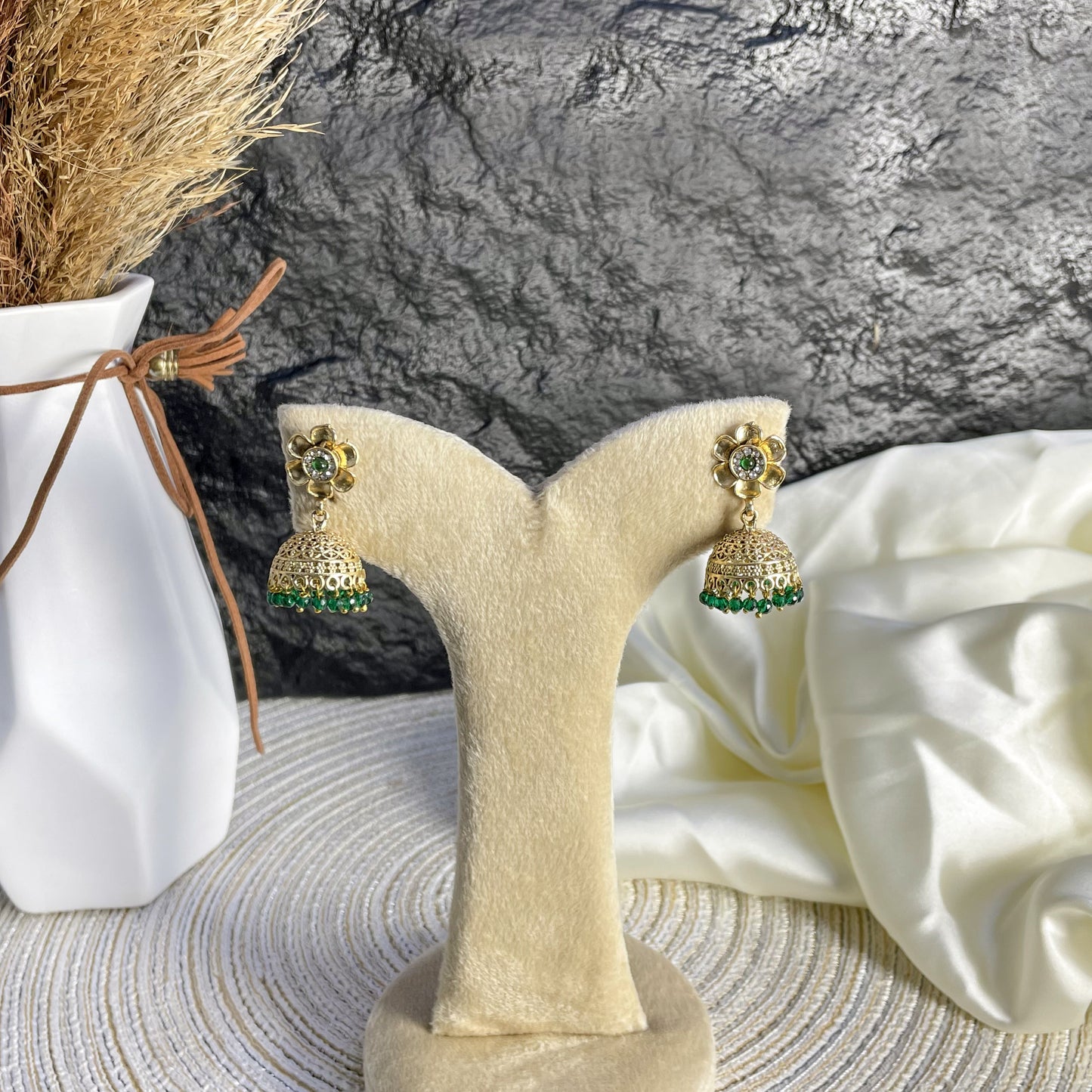 EMERALD BLOOM RAJWARI EARRINGS