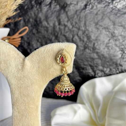 CRIMSON TEARDROP RAJWARI EARRINGS