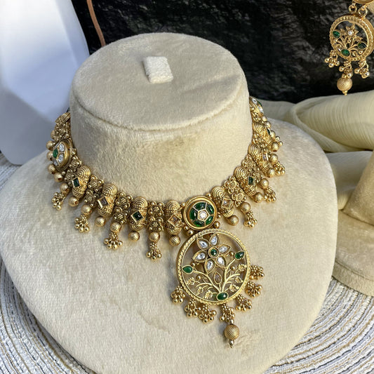 RAJWARI TREE OF LIFE KUNDAN NECKLACE SET