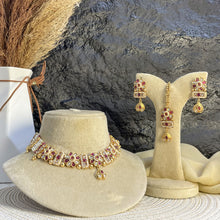 EXQUISITE RAJWARI FLORAL PEARL CHOKER NECKLACE SET