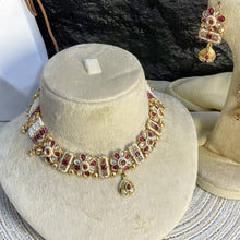 EXQUISITE RAJWARI FLORAL PEARL CHOKER NECKLACE SET