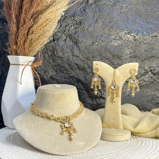 ELEGANT RAJWARI POLKI BLOOM NECKLACE SET