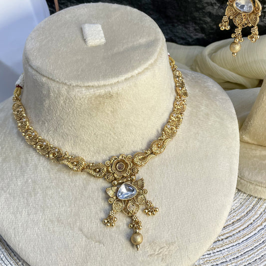ELEGANT RAJWARI POLKI BLOOM NECKLACE SET