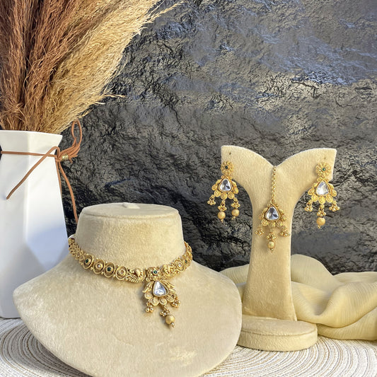 REGAL RAJWARI PEACOCK MOTIF NECKLACE SET