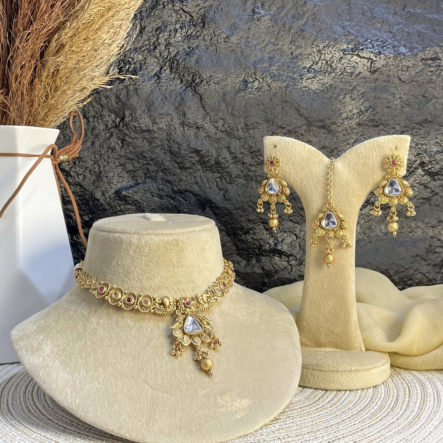 REGAL RAJWARI PEACOCK MOTIF NECKLACE SET