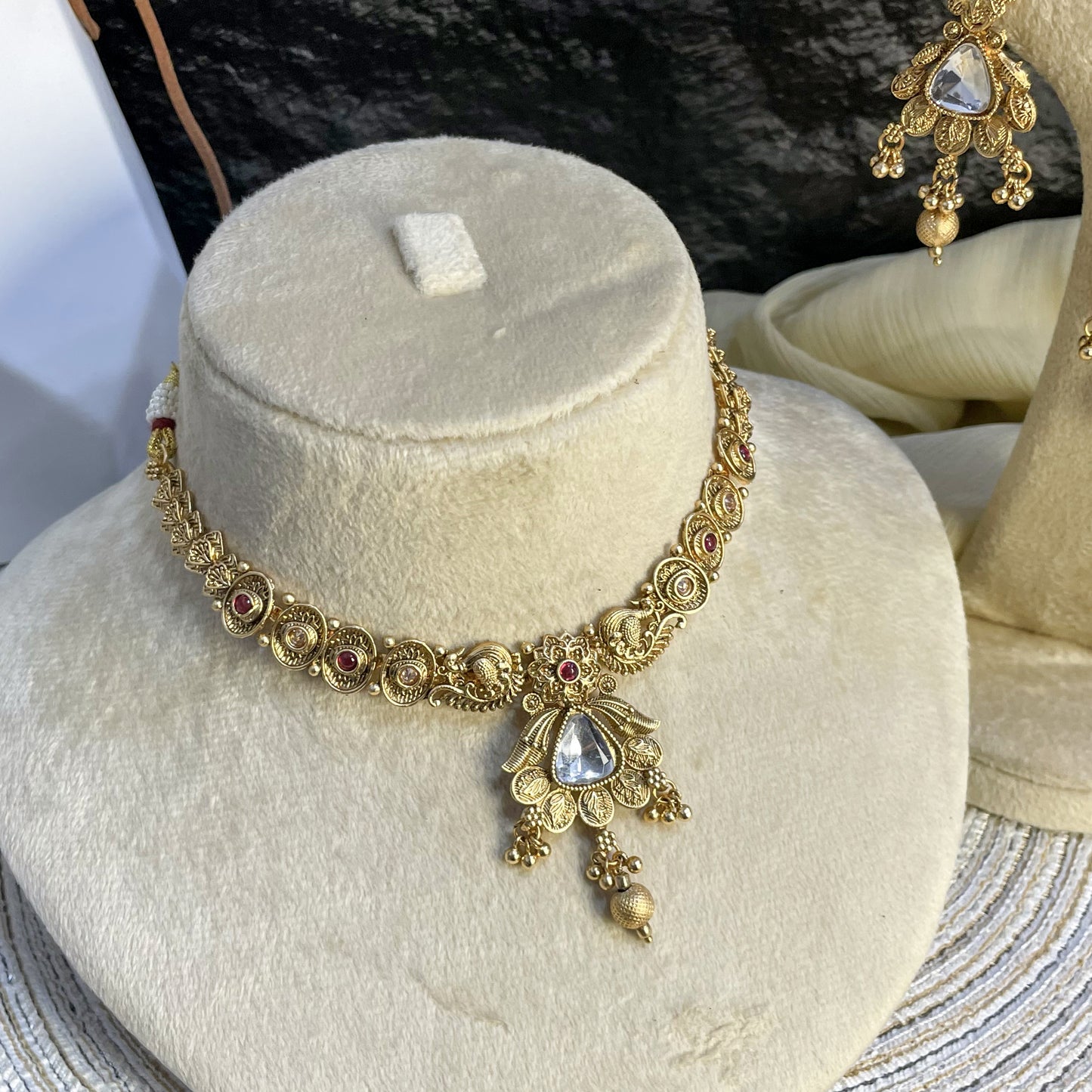 REGAL RAJWARI PEACOCK MOTIF NECKLACE SET