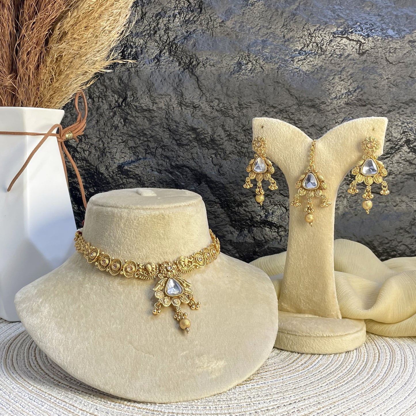 REGAL RAJWARI PEACOCK MOTIF NECKLACE SET