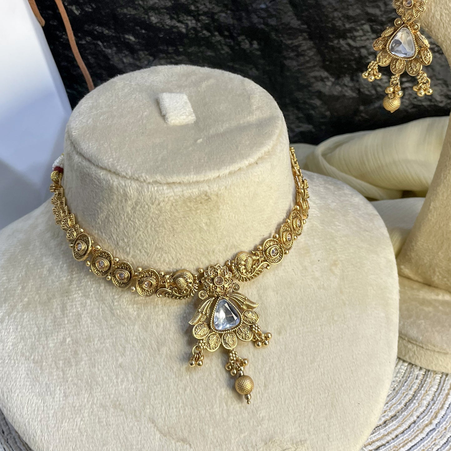 REGAL RAJWARI PEACOCK MOTIF NECKLACE SET