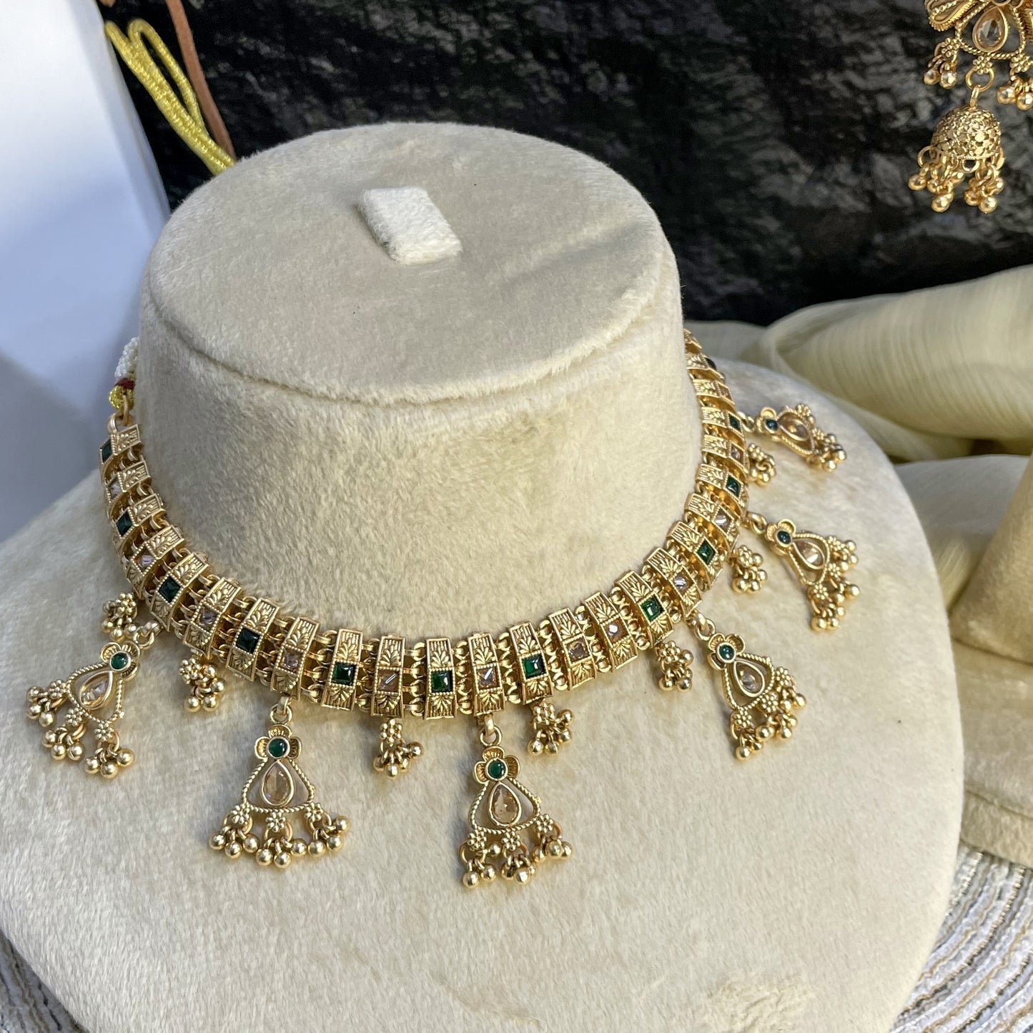 RAJWARI JHUMKI DROP FILIGREE NECKLACE SET