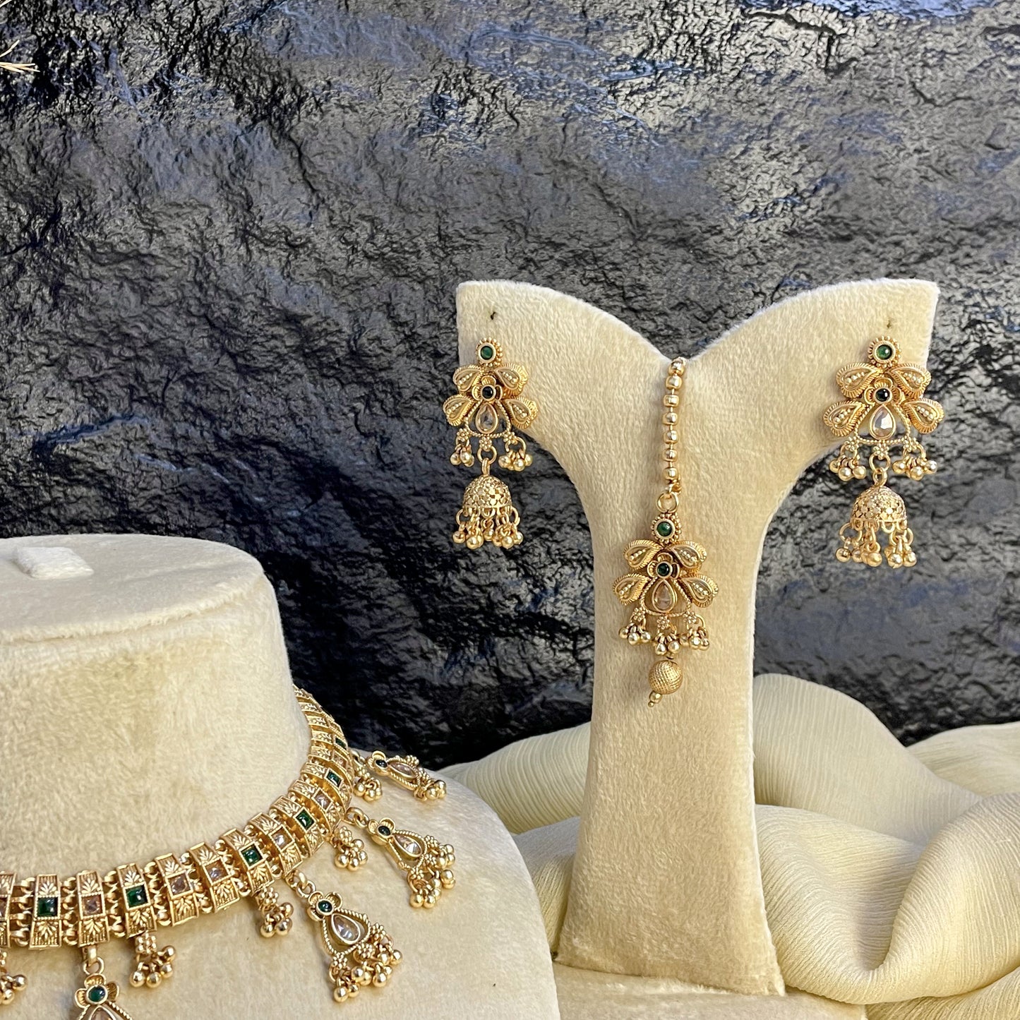 RAJWARI JHUMKI DROP FILIGREE NECKLACE SET