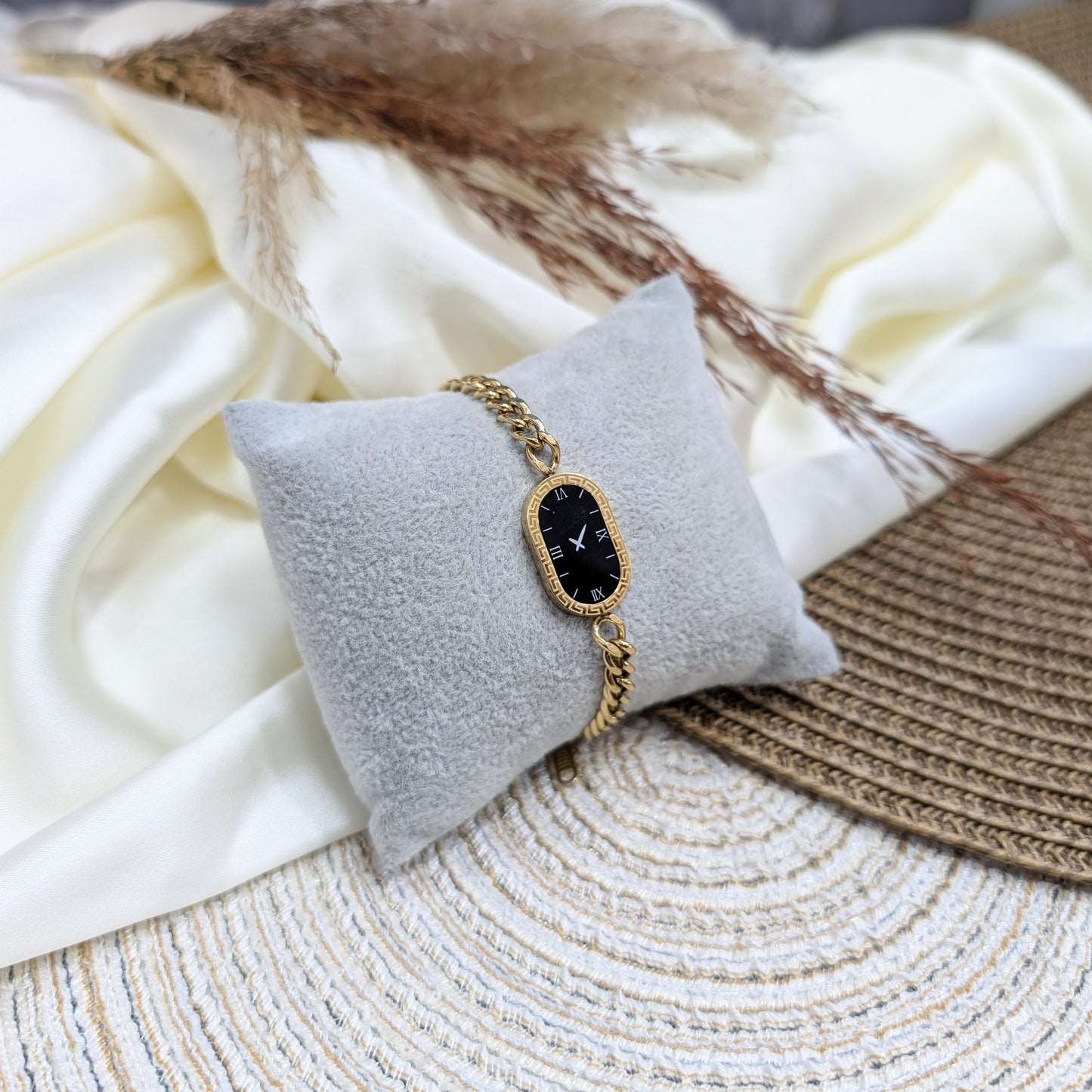 Watch Style Gold Curb Bracelet